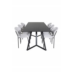 Marina Dining Table - Black top / Black Legs , Vault Dining Chair - Black Legs - Grey Fabric_6