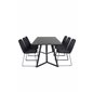 Marina Dining Table - Black top / Black Legs , Muce Dining Chair - Black Legs - Black Fabric_6