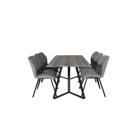 Marina Dining Table - 180*90*H75 - Grey / Black, Gemma Dining Chair - Black Legs - Grey Fabric_6