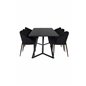 Marina Dining Table - Black top / Black Legs , Arch Dining Chair - Walnut Legs - Black Fabric_6