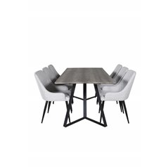 Marina Dining Table - 180*90*H75 - Grey / Black, Plaza Dining chair - Black legs - Light Grey Fabric_6