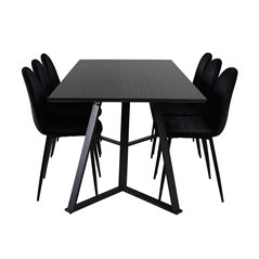 Marina Dining Table - Black top / Black Legs , Polar Dining Chair - Black legs / Black Velvet (ersätter 19902-888)_6