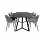 Marina Dining Table - Black top / Black Legs , Comfort Plastic Dining Chair - Black Legs - Grey Plastic_6