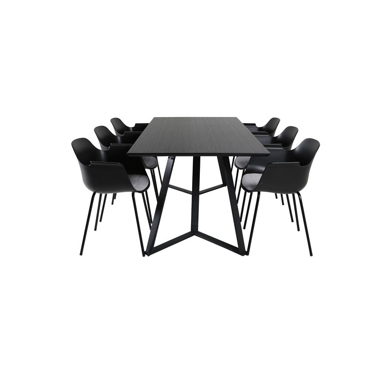 Marina Dining Table - Black top / Black Legs , Comfort Plastic Dining Chair - Black Legs -Black Plastic_6