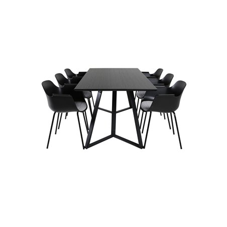 Marina Dining Table - Black top / Black Legs , Comfort Plastic Dining Chair - Black Legs -Black Plastic_6