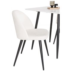 Polar dining table 75*75cm - White / black legs, Velvet Dining Chair Corduroy - Beige / Black_2