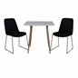 Polar dining table 75*75cm - White /oak-look legs, Muce Dining Chair - Black Legs - Black Fabric_2