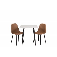 Polar dining table 75*75cm - White / black legs, Polar Dining Chair - Brown / Black _2