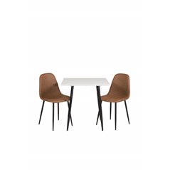 Polar dining table 75*75cm - White / black legs, Polar Dining Chair - Brown / Black _2