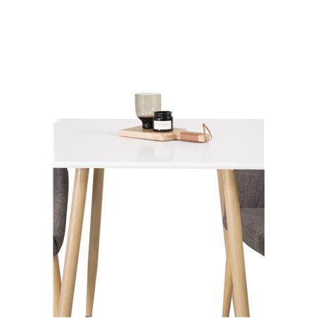 Polar dining table 75*75cm - White /oak-look legs, Comfort Dining Chair - Dark Grey / Oak_2