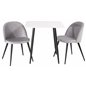 Polar dining table 75*75cm - White / black legs, Velvet Dining Chair - Light Grey / Black_2