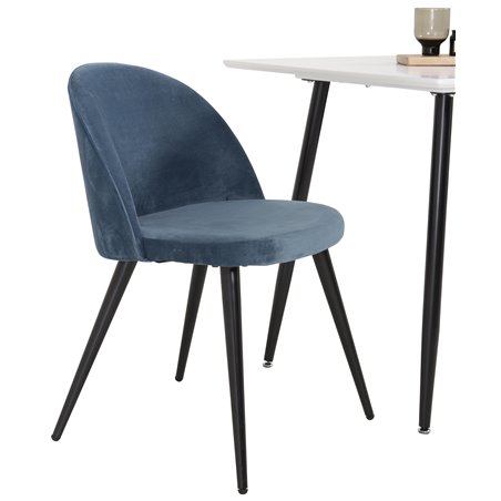 Polar spisebord 75 * 75cm - Hvide / sorte ben, Velvet Spisestuestol - Blue / Sort_2