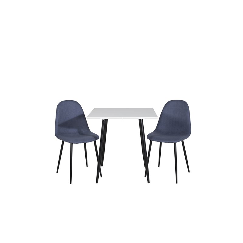 Polar dining table 75*75cm - White / black legs, Polar Dining Chair - Black Legs - Blue Fabric_2