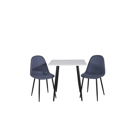 Polar dining table 75*75cm - White / black legs, Polar Dining Chair - Black Legs - Blue Fabric_2