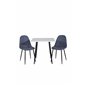 Polar dining table 75*75cm - White / black legs, Polar Dining Chair - Black Legs - Blue Fabric_2