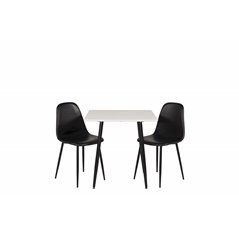 Polar dining table 75*75cm - White / black legs, Polar Dining Chair - Black / Black_2