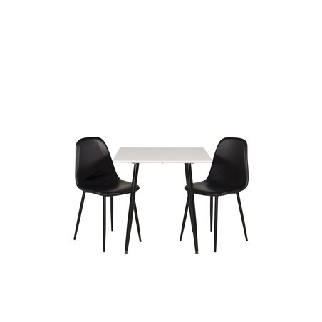 Polar dining table 75*75cm - White / black legs, Polar Dining Chair - Black / Black_2