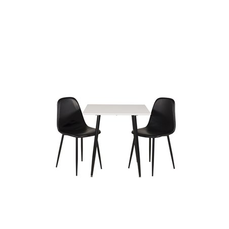 Polar dining table 75*75cm - White / black legs, Polar Dining Chair - Black / Black_2