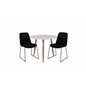 Polar Dining Table ø 90cm - White / Oak, Muce Dining Chair - Black Legs - Black Fabric_2