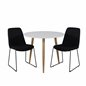 Polar Dining Table ø 90cm - White / Oak, Muce Dining Chair - Black Legs - Black Fabric_2