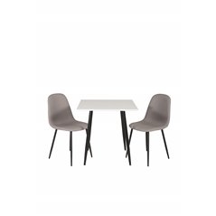 Polar dining table 75*75cm - White / black legs, Polar Dining Chair - Grey / Black_2