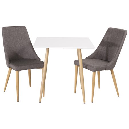 Polar dining table 75*75cm - White /oak-look legs, Leone Dining Chair - Dark Grey / Oak_2