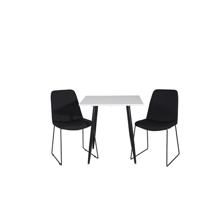 Polar dining table 75*75cm - White / black legs, Muce Dining Chair - Black Legs - Black Fabric_2