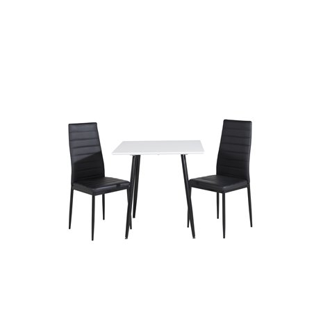 Polar dining table 75*75cm - White / black legs, Slim High Back Dining Chair - Black Legs - Black PU_2