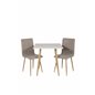 Polar dining table 75*75cm - White /oak-look legs, Windu Lyx Dining Chair - Light Grey / Oak_2