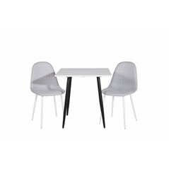 Polar dining table 75*75cm - White / black legs, Polar Dining Chair - White Legs - Light Grey Fabric_2