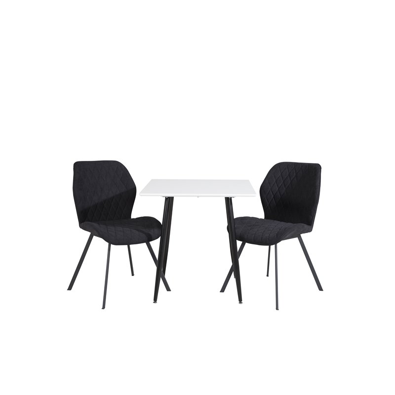 Polar dining table 75*75cm - White / black legs, Gemma Dining Chair - Black Legs - Black Fabric_2