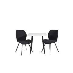 Polar dining table 75*75cm - White / black legs, Gemma Dining Chair - Black Legs - Black Fabric_2