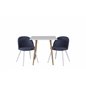 Polar dining table 75*75cm - White /oak-look legs, Velvet Dining Chiar - White legs - Blue Fabric_2