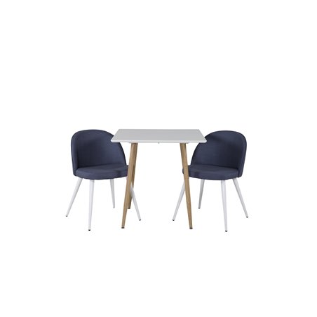 Polar spisebord 75 * 75cm - Hvide / eg-look ben, Velvet Dining Chiar - Hvide ben - Blue Stof_2