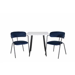 Polar dining table 75*75cm - White / black legs, Arrow armchair - Black Legs - Blue Velvet_2