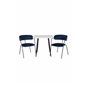 Polar dining table 75*75cm - White / black legs, Arrow armchair - Black Legs - Blue Velvet_2