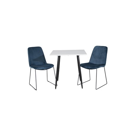 Polar dining table 75*75cm - White / black legs, Muce Dining Chair - Black Legs - Blue Velvet_2