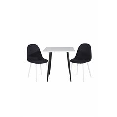 Polar dining table 75*75cm - White / black legs, Polar Dining Chair - White Legs - Black Fabric_2