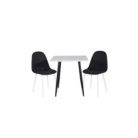 Polar dining table 75*75cm - White / black legs, Polar Dining Chair - White Legs - Black Fabric_2