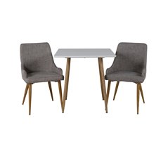 Polar dining table 75*75cm - White /oak-look legs, Plaza Dining Chair - Light Grey / Oak_2