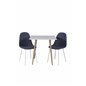 Polar dining table 75*75cm - White /oak-look legs, Polar Dining Chair - White Legs - Blue Fabric_2