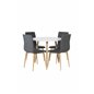 Polar Dining Table ø 90cm - White / Oak, Windu Dining Chair - Grey / Oak_4