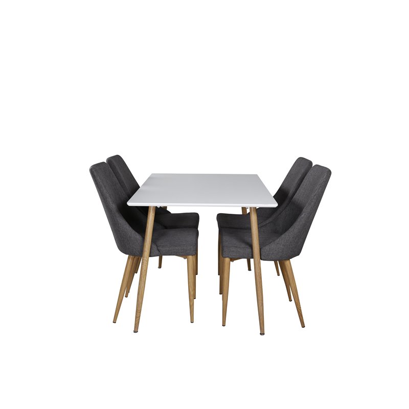 Polar Dining Table - 120*75*H75 - White / Oak, Leone Dining Chair - Dark Grey / Oak_4