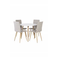 Polar Dining Table ø 90cm - White / Oak, Windu Lyx Dining Chair - Light Grey / Oak_4