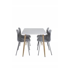 Polar Spisebord - 120 * 75 * H75 - Hvid / Eg, Arctic Dining Chair - Grå Ben - Grå Pla stic_4