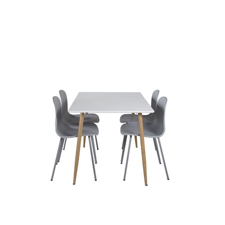 Polar Dining Table - 120*75*H75 - White / Oak, Arctic Dining Chair - Grey Legs - Grey Plastic_4