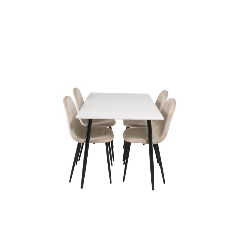 Polar Dining Table - 120*75*H75 - White / Black, Polar Dining Chair- Black legs / Beige Velvet (ersätter 19902-880)_4