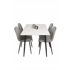 Polar Dining Table - 120*75*H75 - White / Black, Polar Dining Chair - Black legs / Light Grey Velvet (ersätter 19902-885)_4