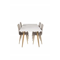 Polar Dining Table - 180*90*H75 - White / Oak, Windu Lyx Dining Chair - Light Grey / Oak_4