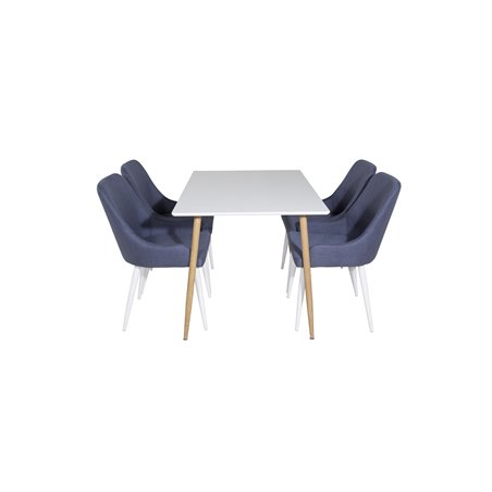 Polar Dining Table - 120*75*H75 - White / Oak, Plaza Dining Chair - White Legs - Blue Fabric_4